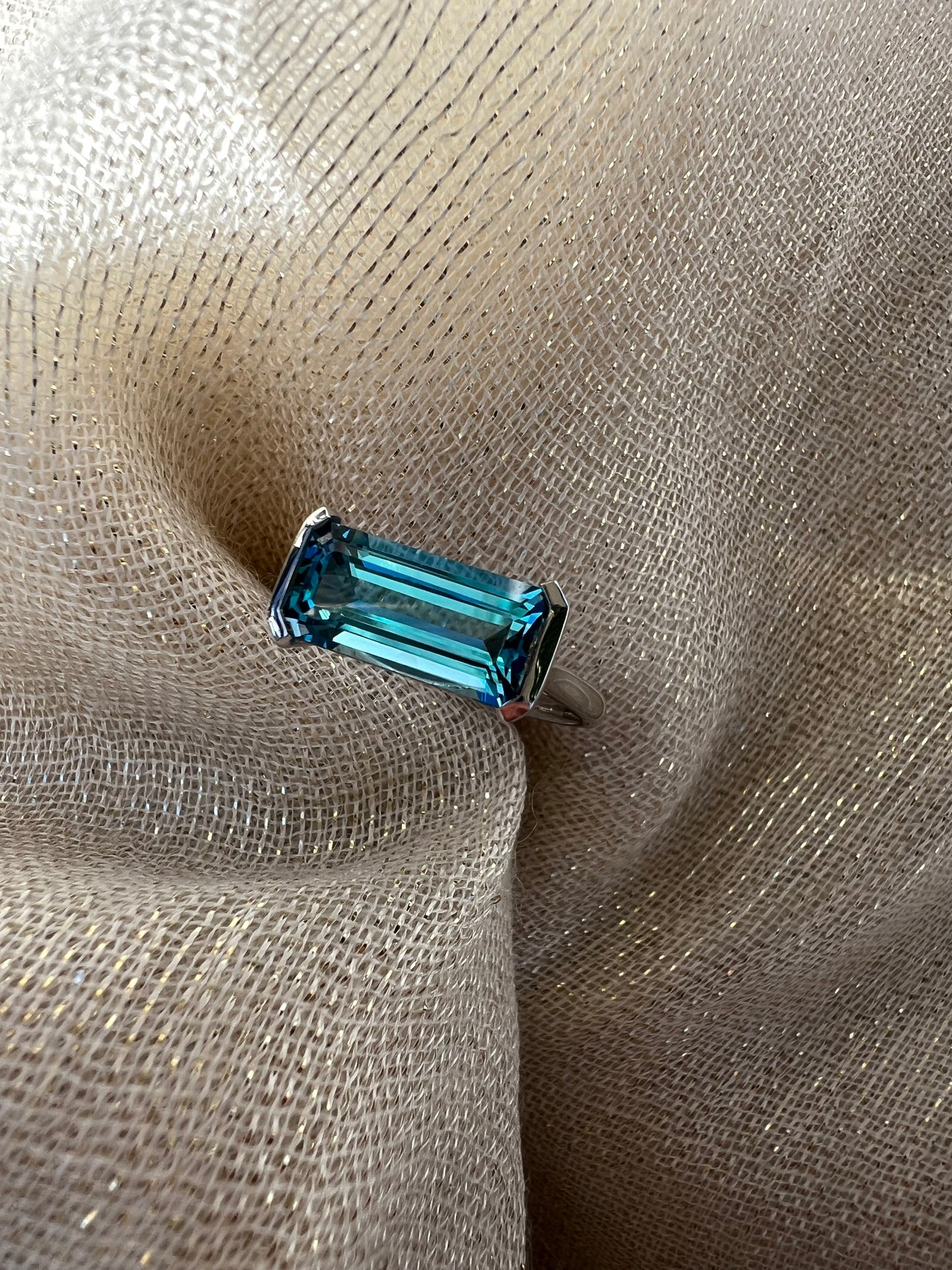 London Blue Topaz side set ring.