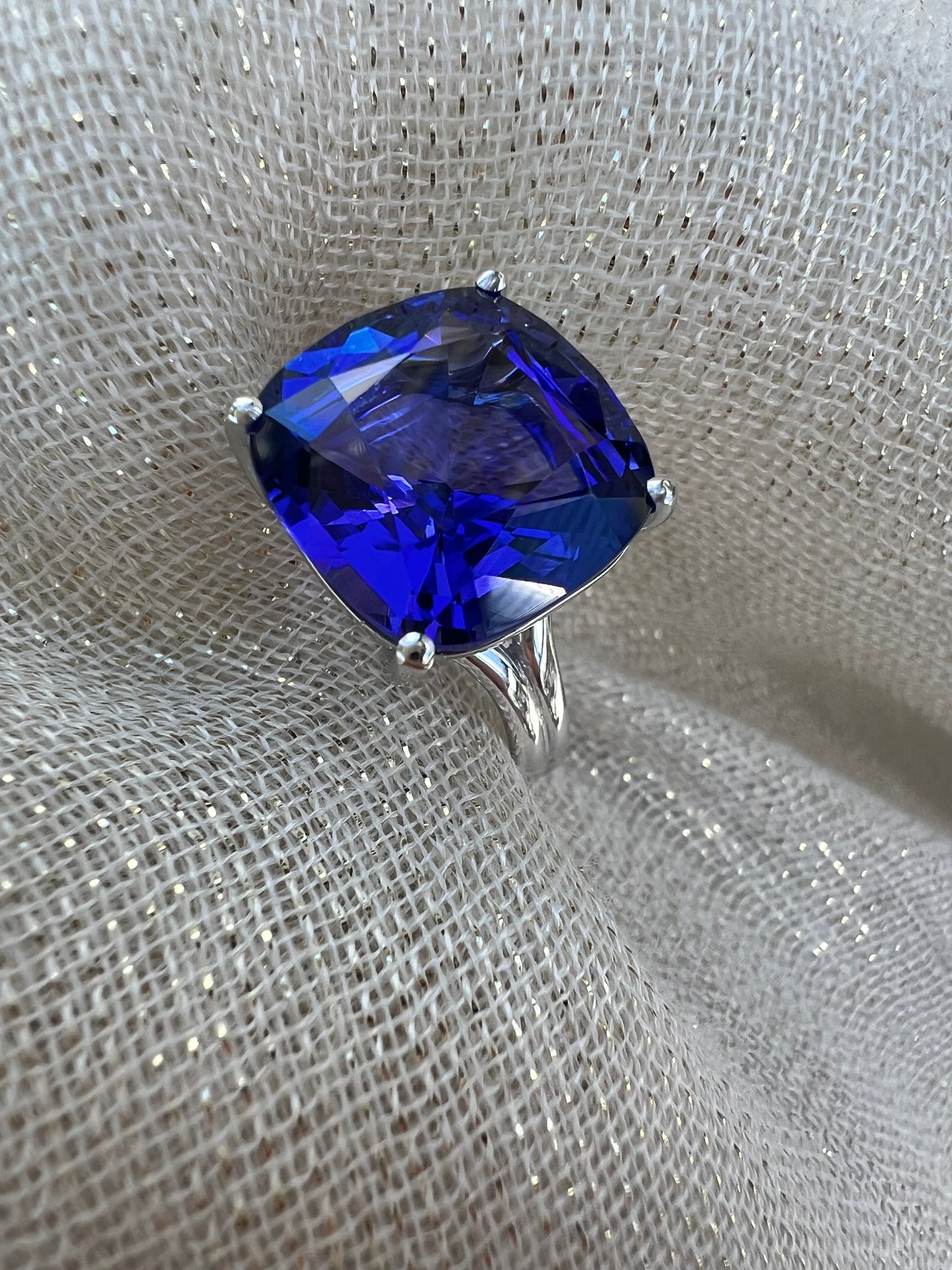 Tanzanite Cushion cut ring