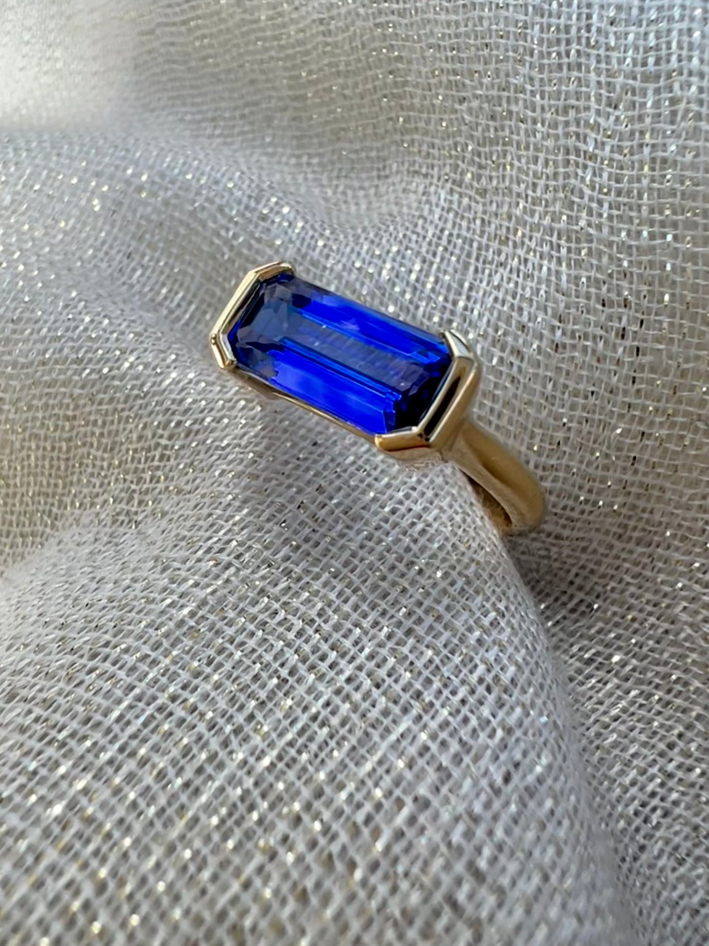 Tanzanite Emerald cut side ring