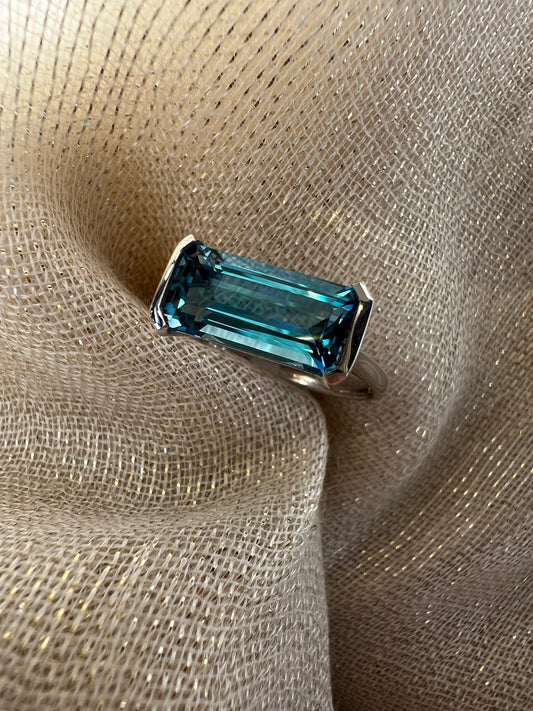 London Blue Topaz side set ring.