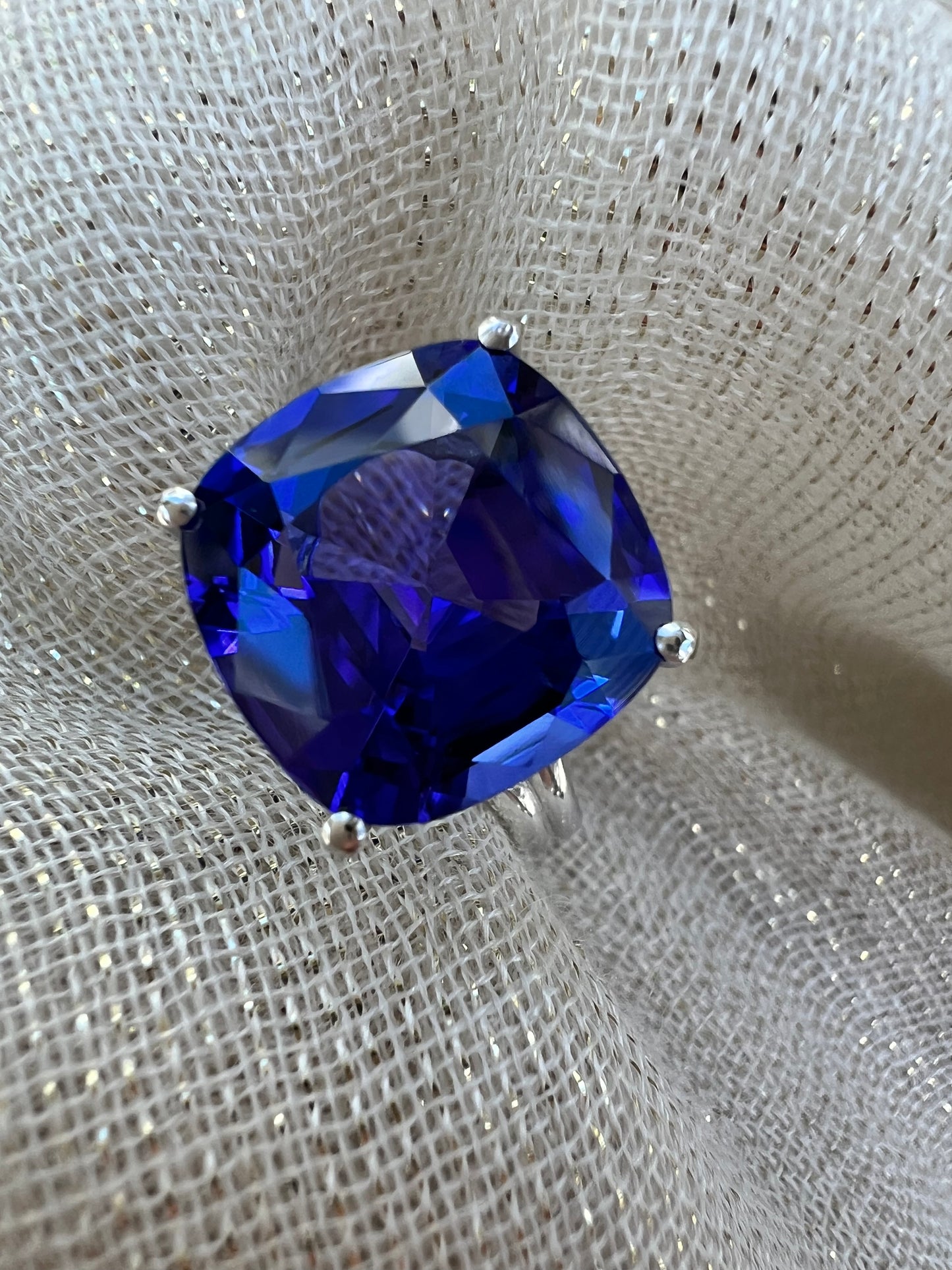 Tanzanite Cushion cut ring