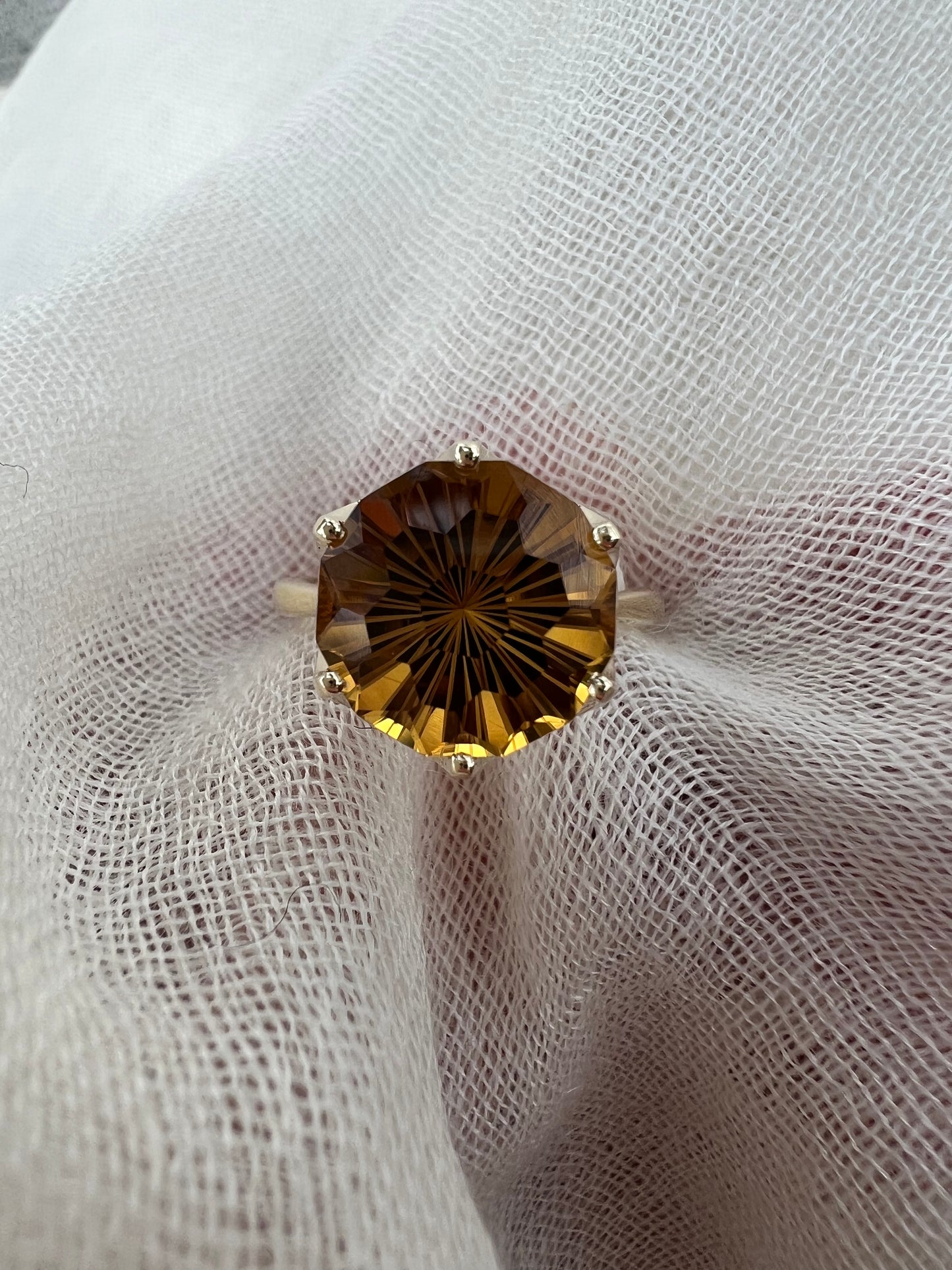 Citrine “bee hive” cut ring