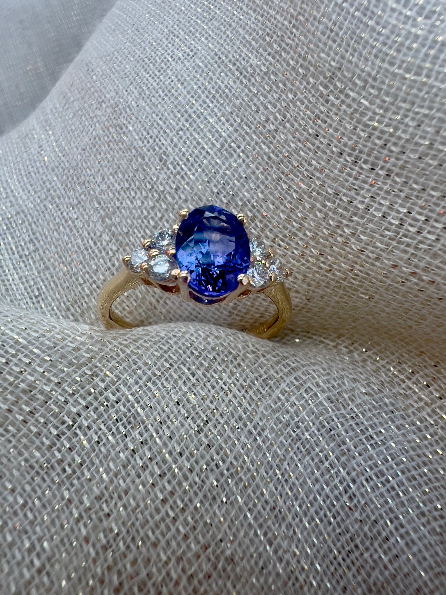 Tanzanite oval diamond ring.