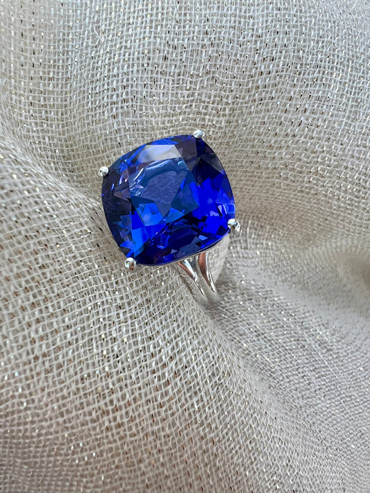 Tanzanite Cushion cut ring