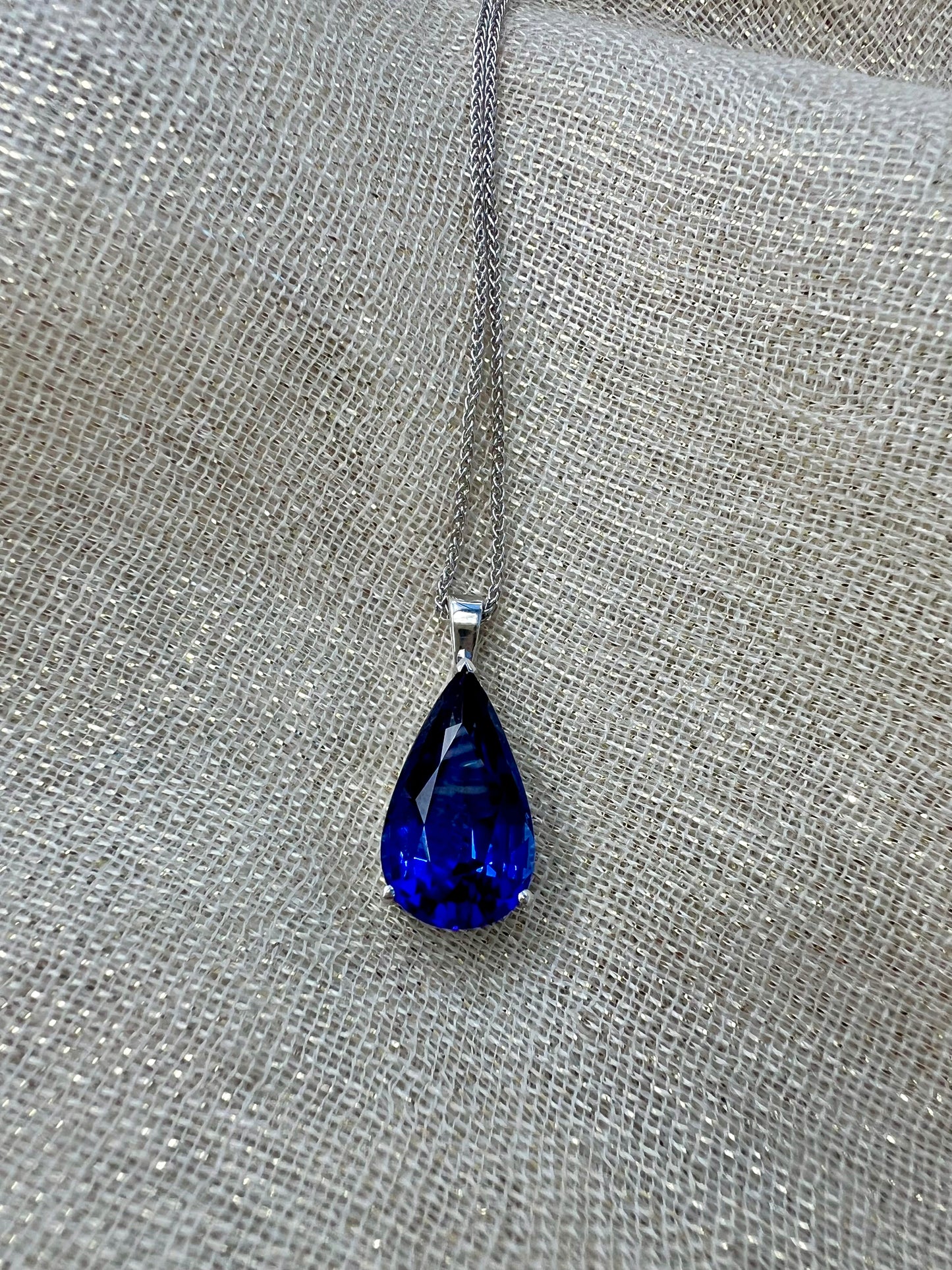 Large pear Tanzanite Pendant