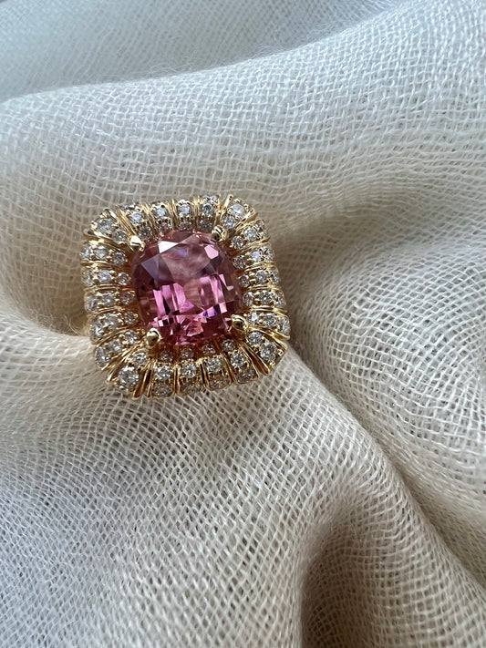 Pink Tourmaline radial ring