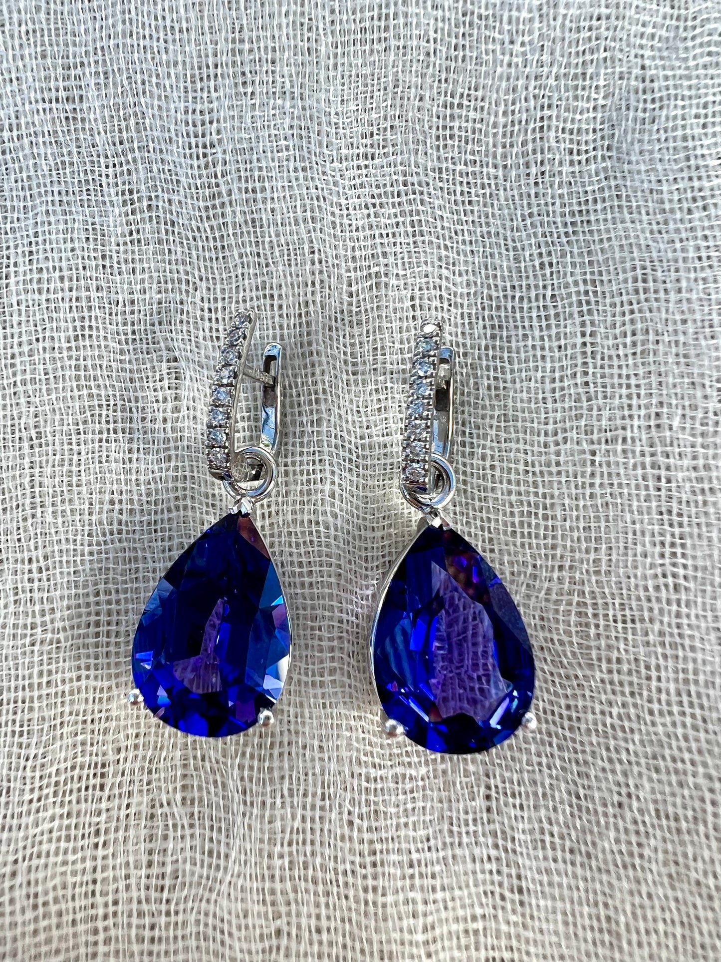 Tanzanite Pear drop earrings