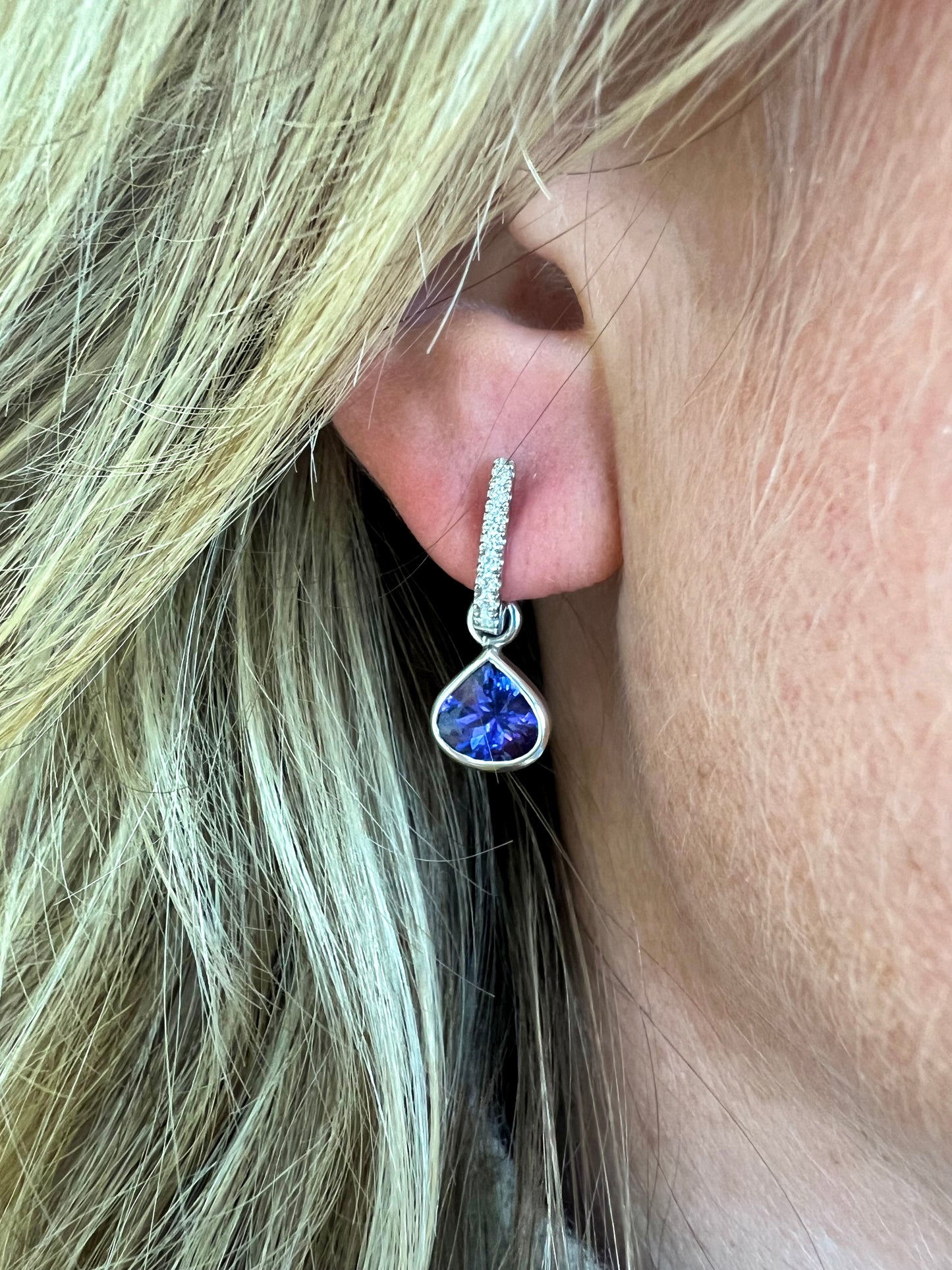 Tanzanite pear drop earrings