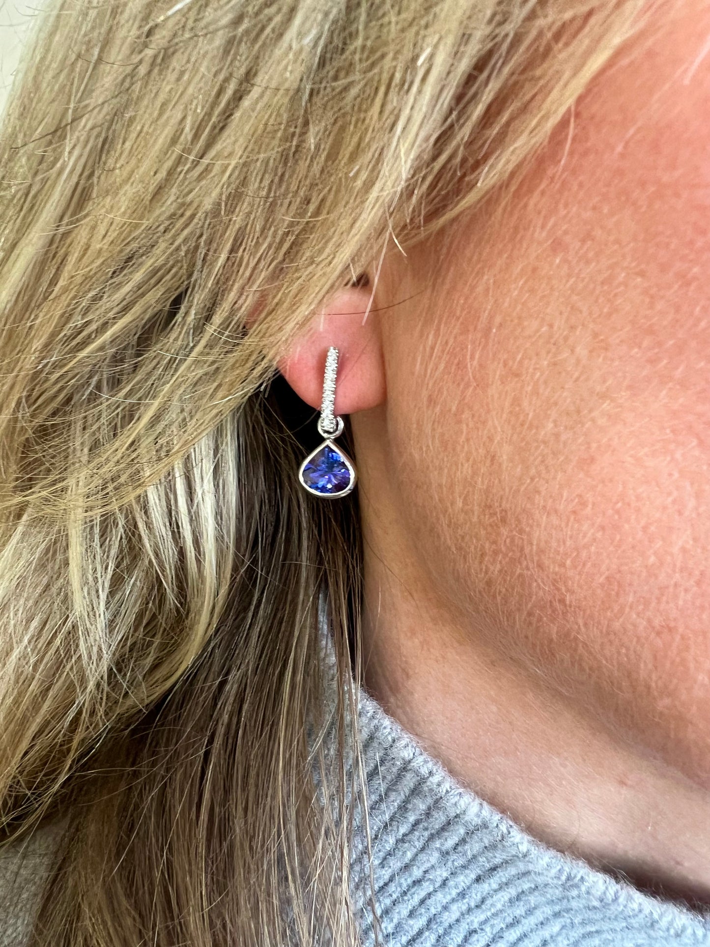 Tanzanite pear drop earrings