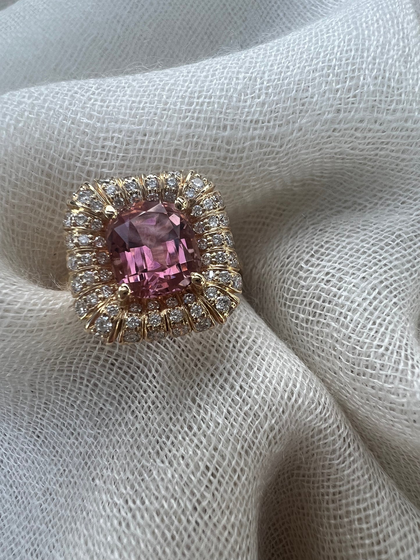 Pink Tourmaline radial ring