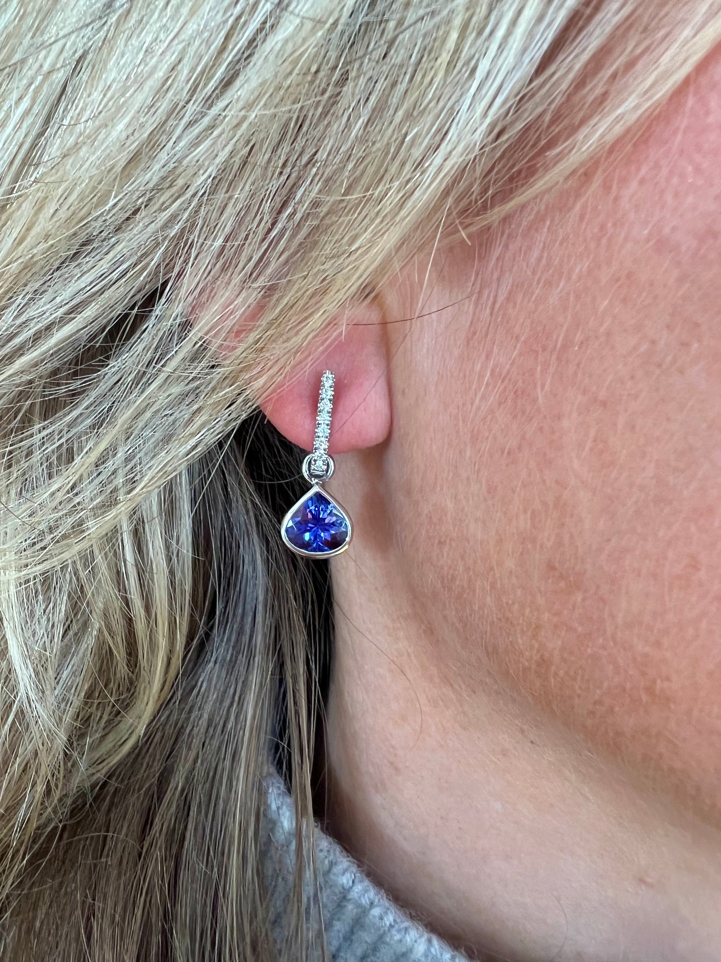 Tanzanite pear drop earrings