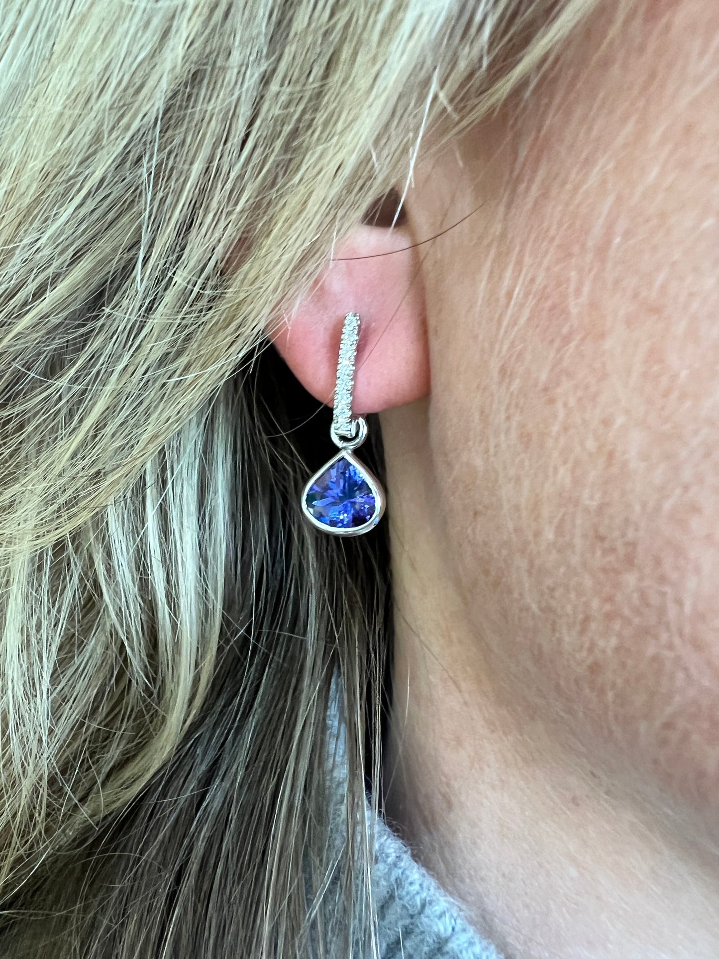 Tanzanite pear drop earrings