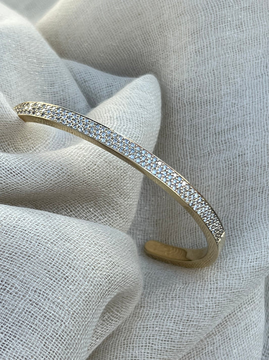 Yellow gold diamond cuff