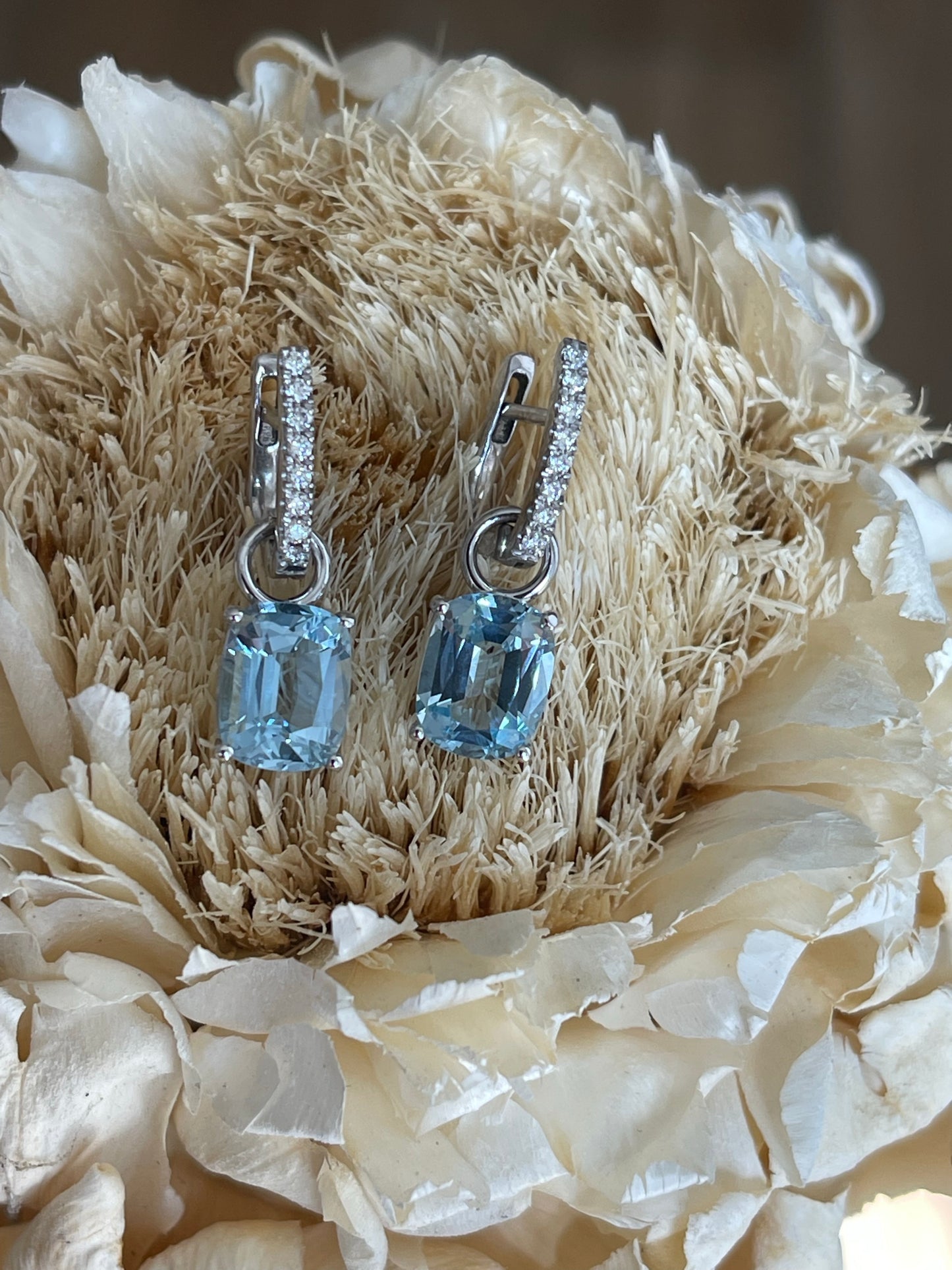 Huggies with Interchangeable Aquamarine pendant