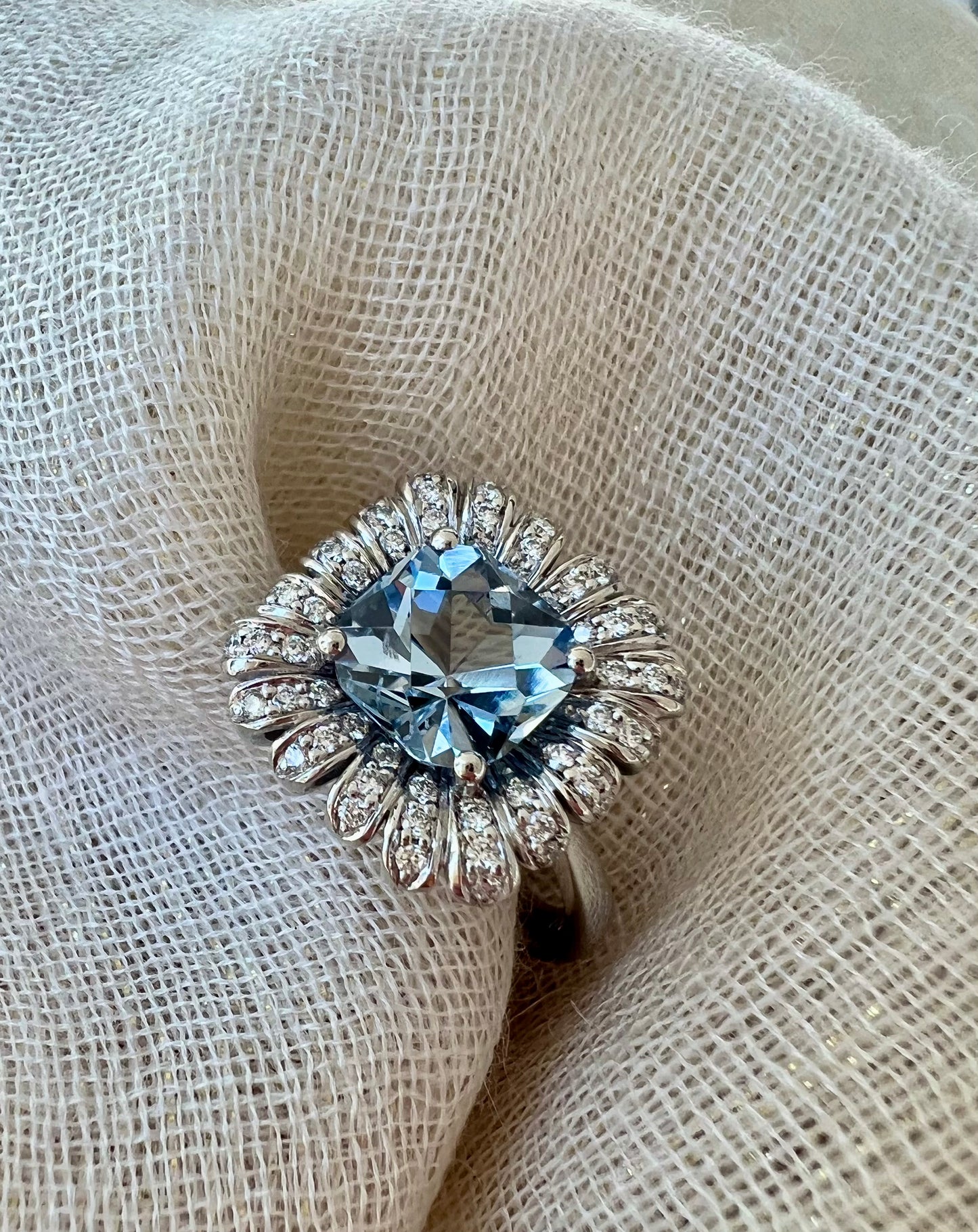 Aquamarine radial ring