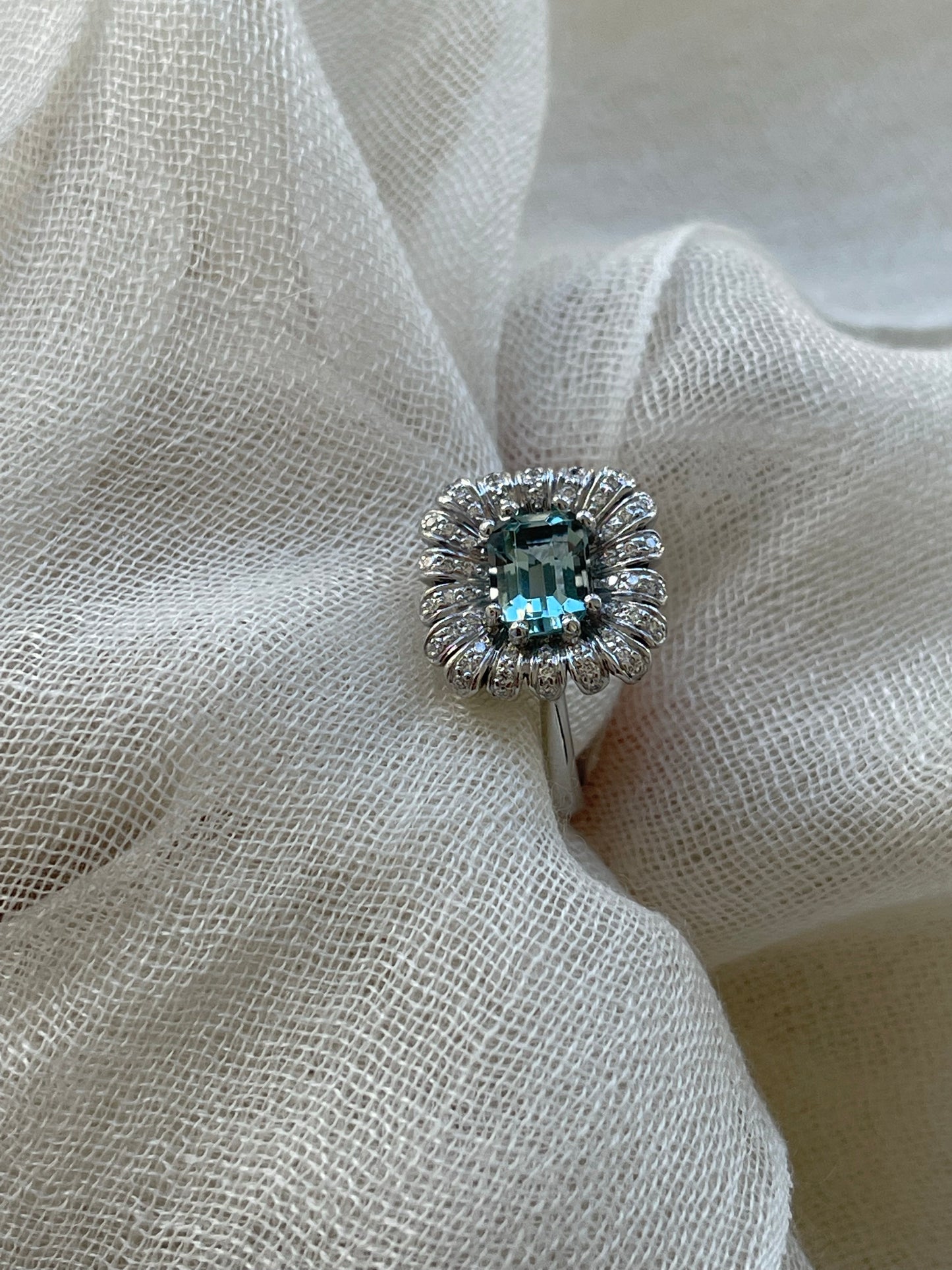 Radial Aquamarine ring