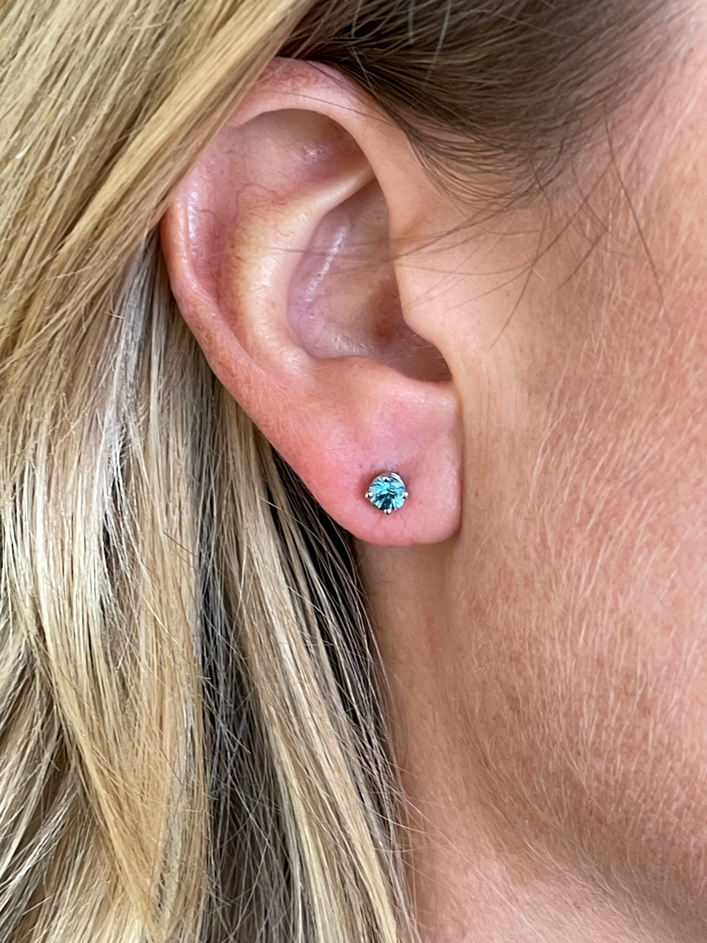 Natural blue Zircon studs