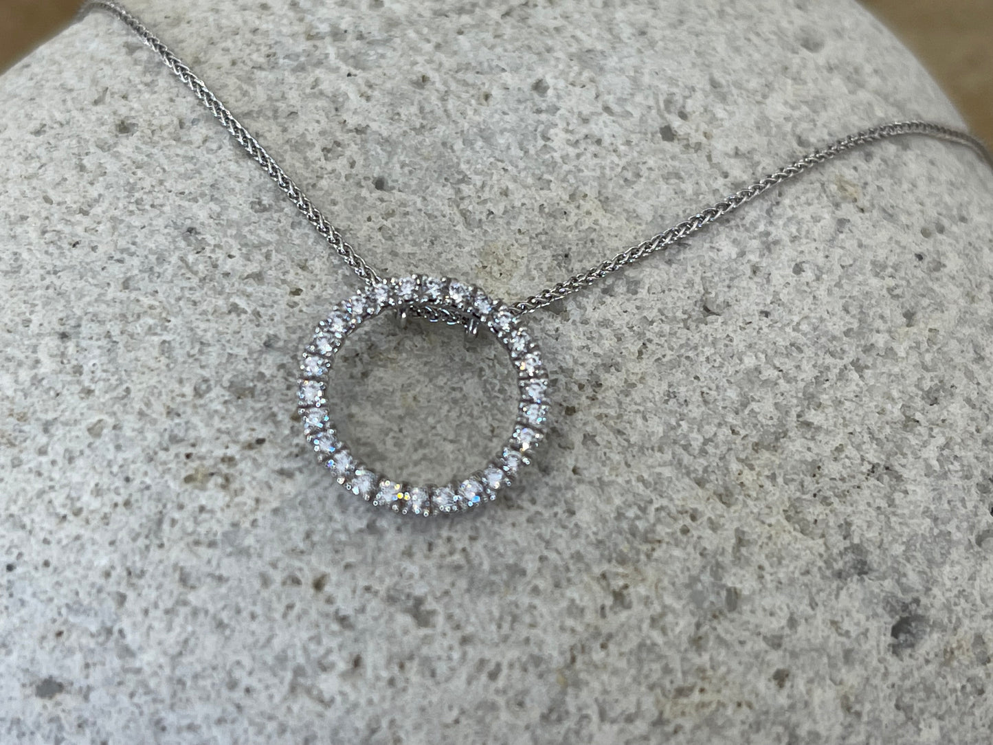 Diamond circle pendant and chain