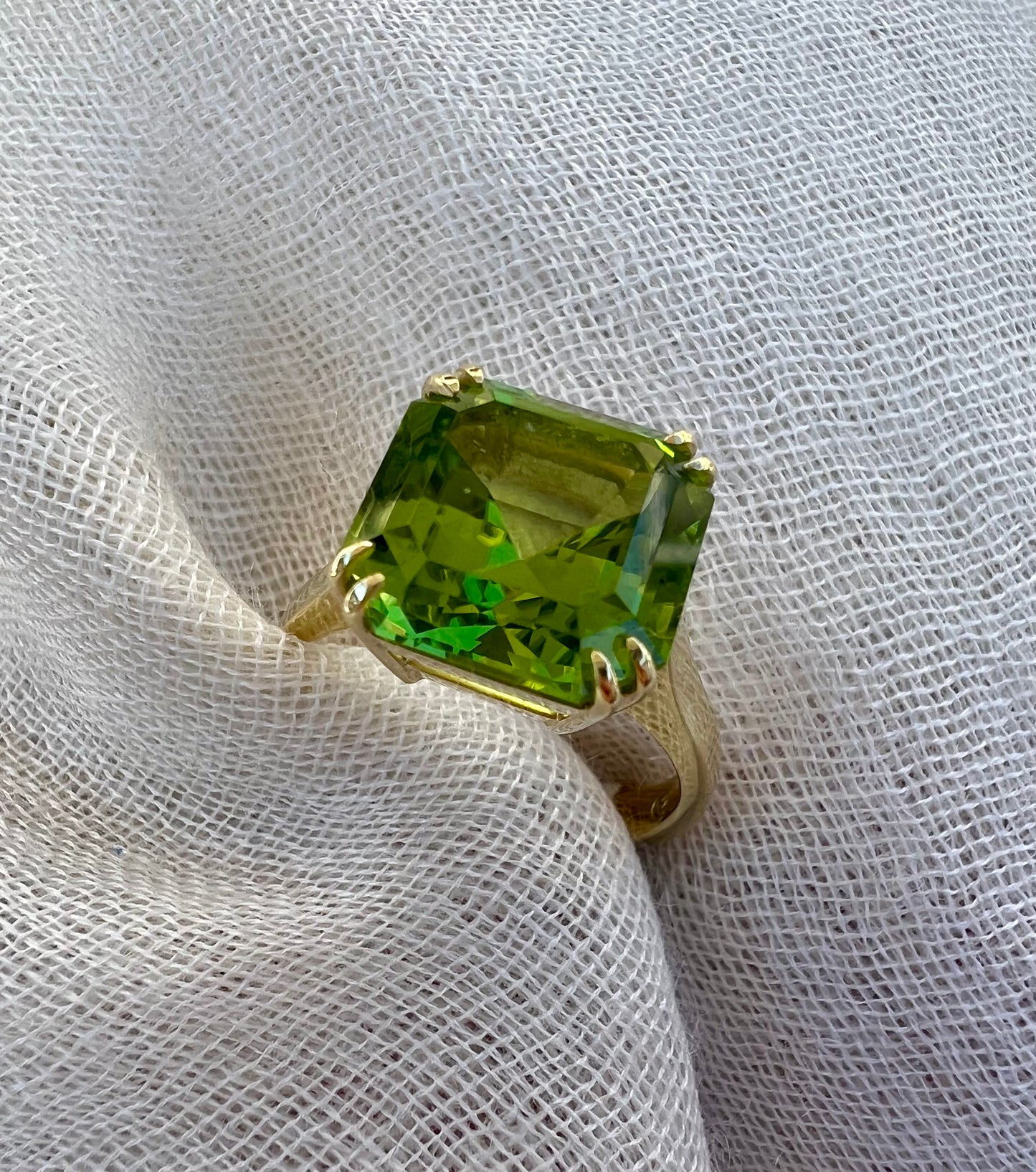 Peridot Asscher cut ring