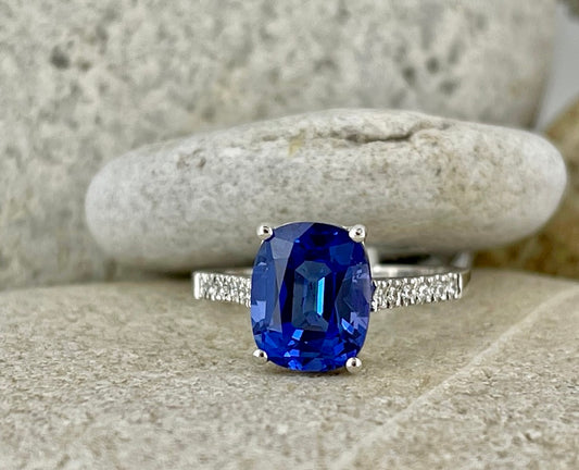 Tanzanite cushion cut ring