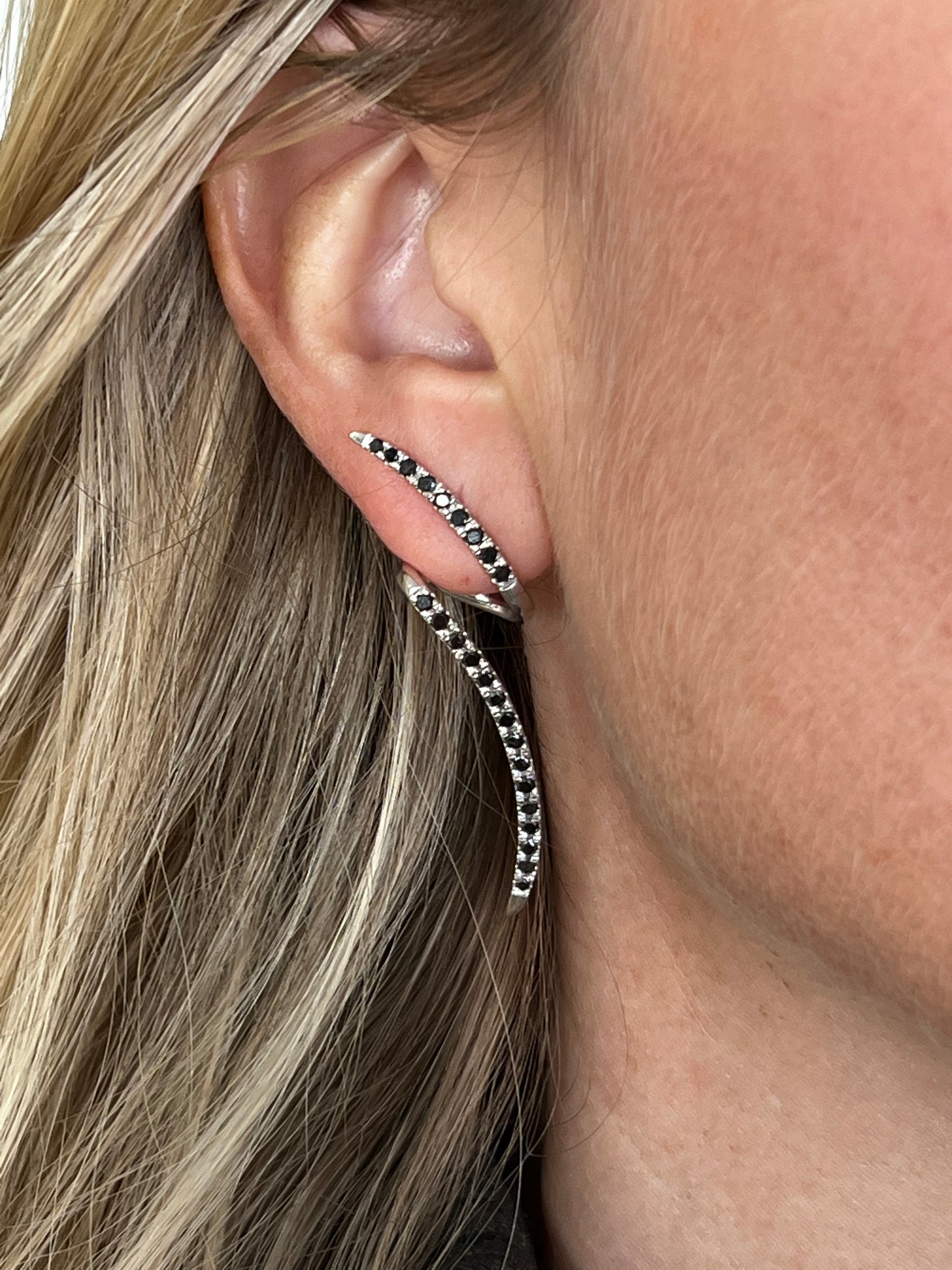 Black diamond swirl earrings