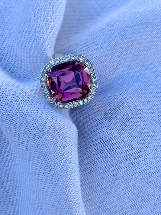 Pink cushion cut Tourmaline ring.