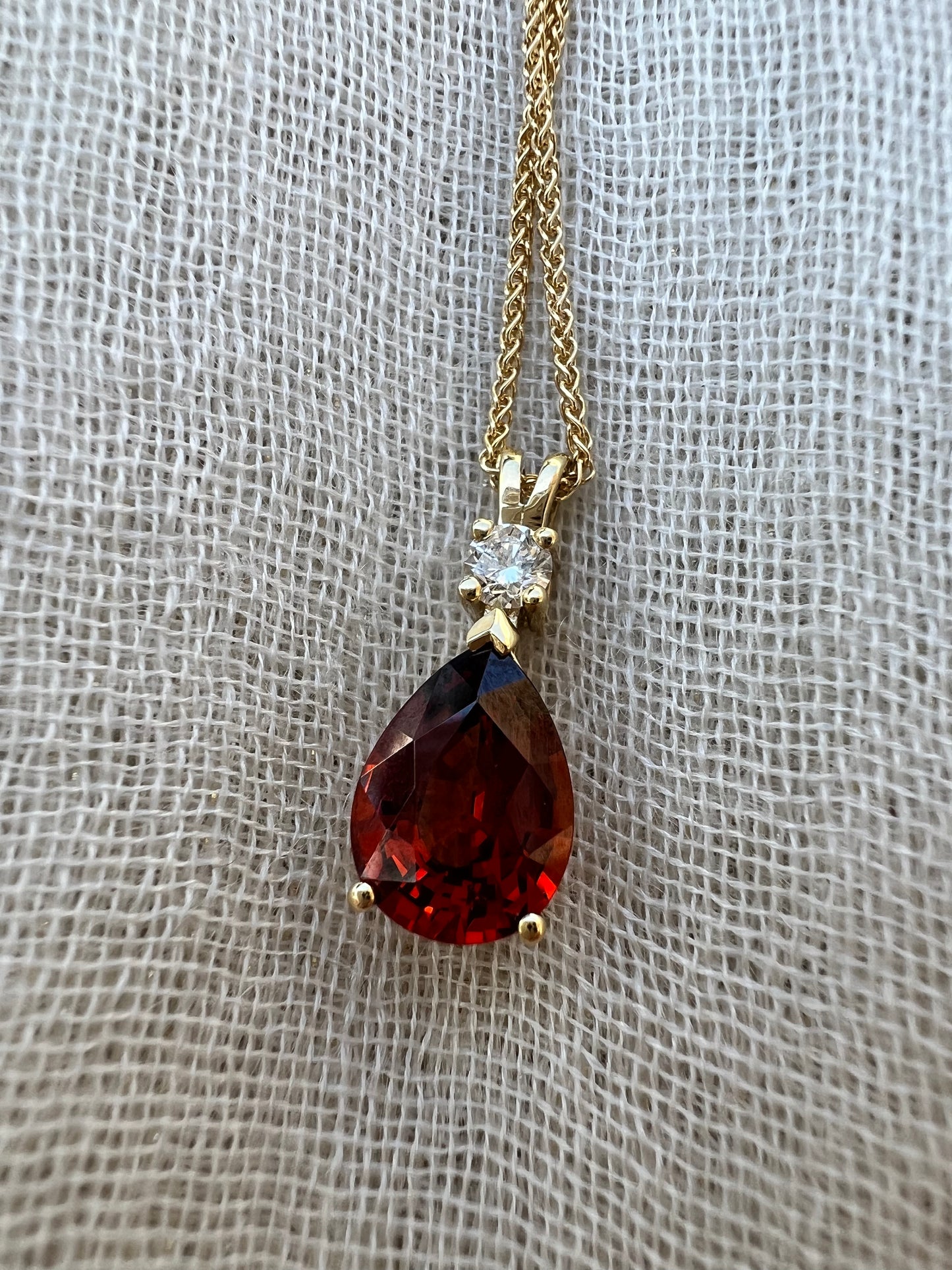 Spessartine Garnet pear pendant