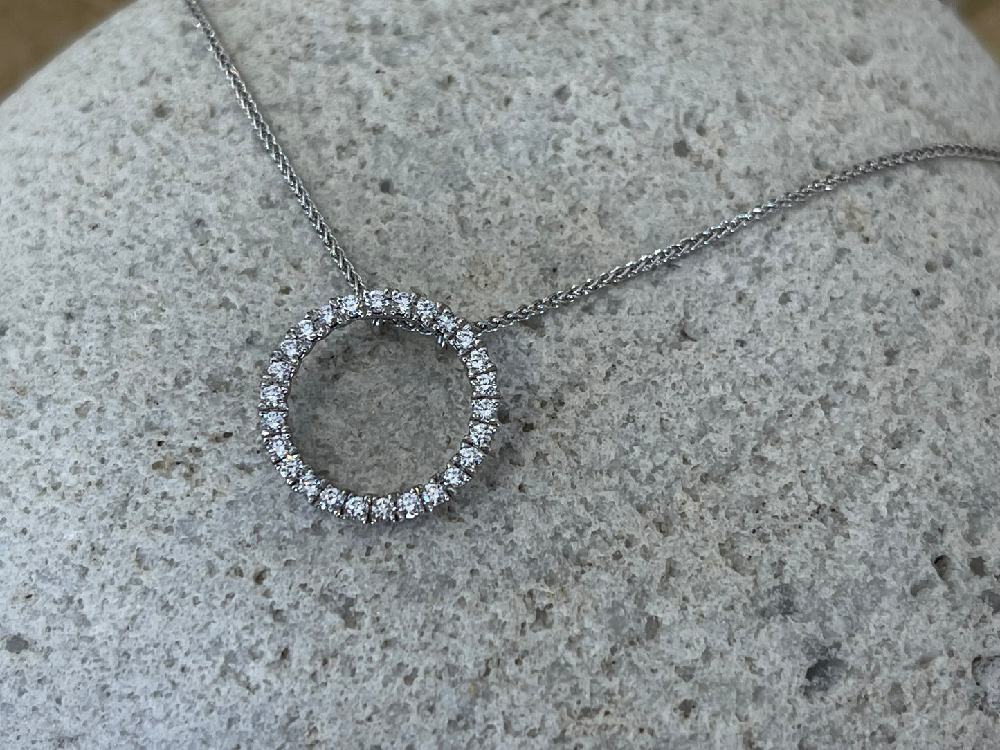 Diamond circle pendant and chain