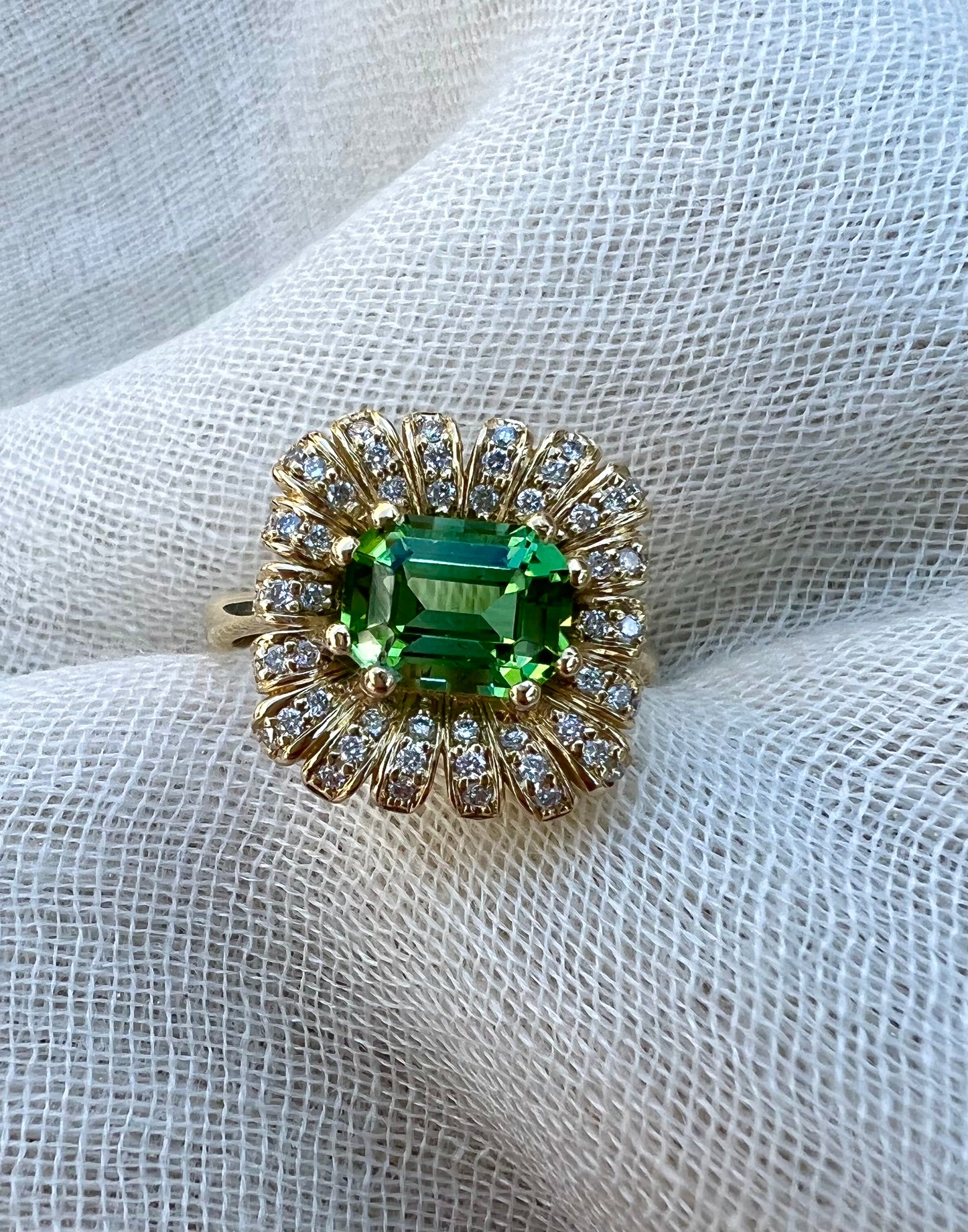 Green Tourmaline Radial ring