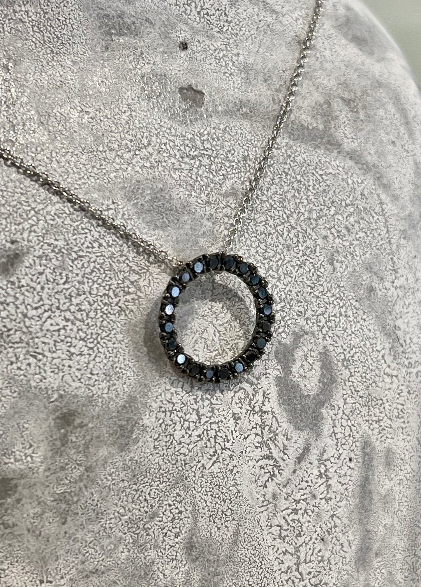 Black Diamond Circle Pendant with chain