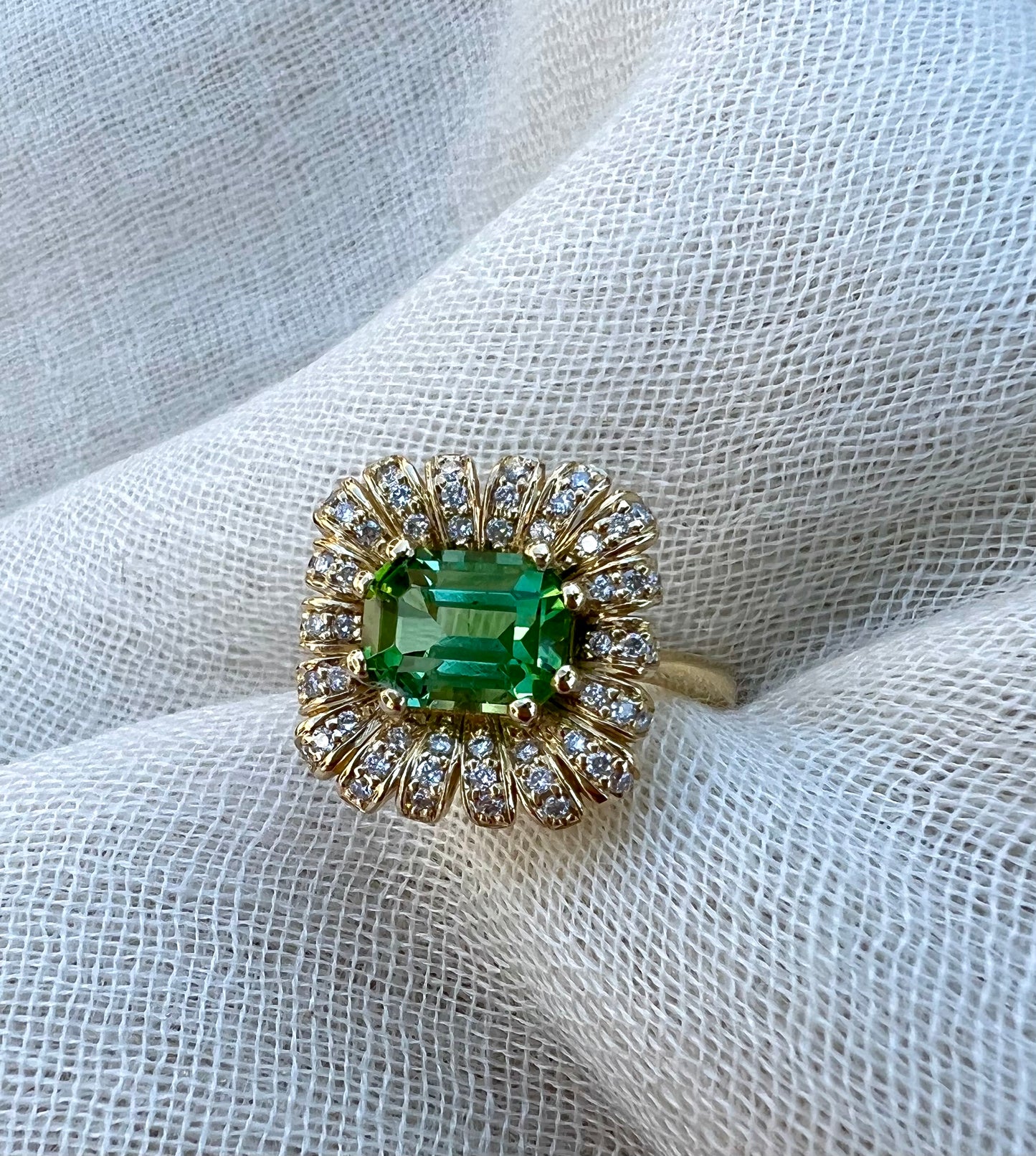 Green Tourmaline Radial ring