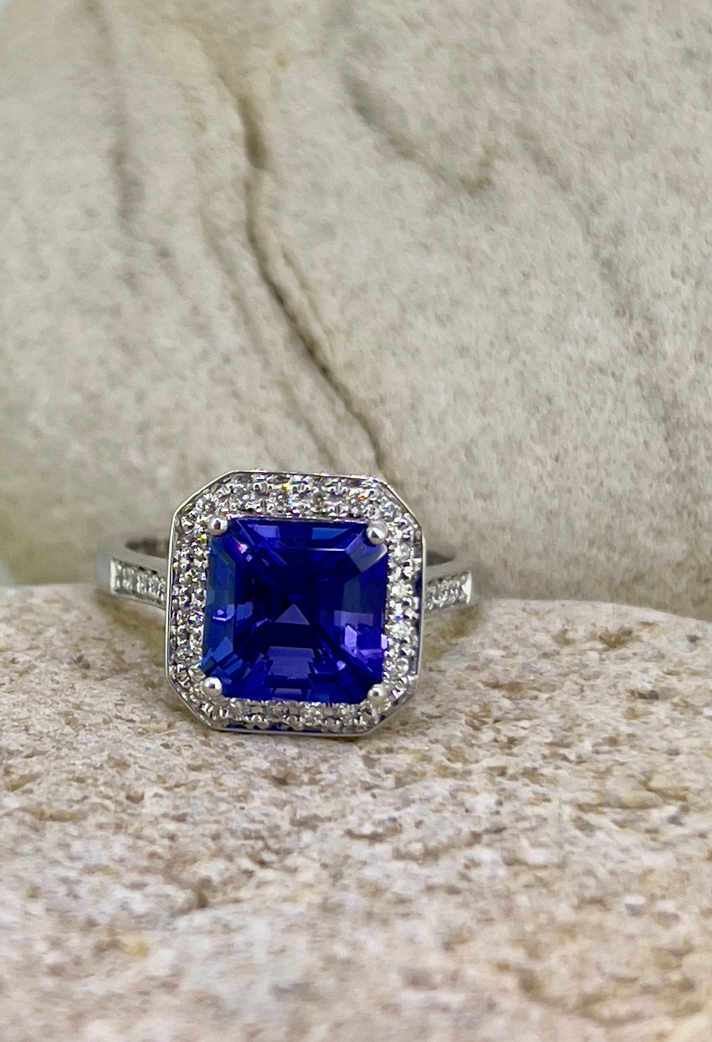 Tanzanite Asscher cut ring