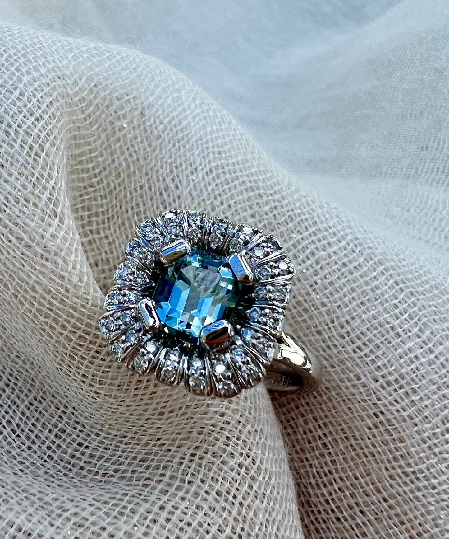 Aquamarine radial ring