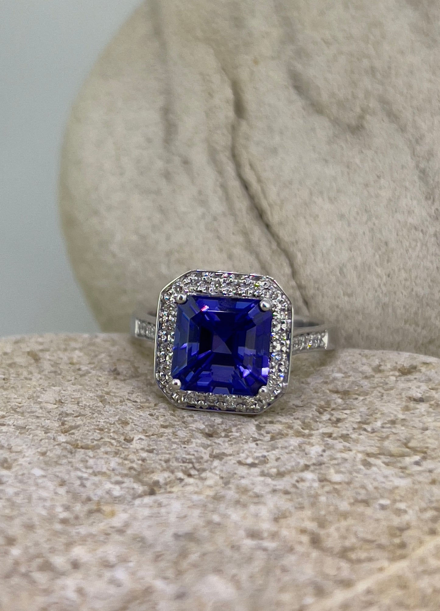 Tanzanite Asscher cut ring