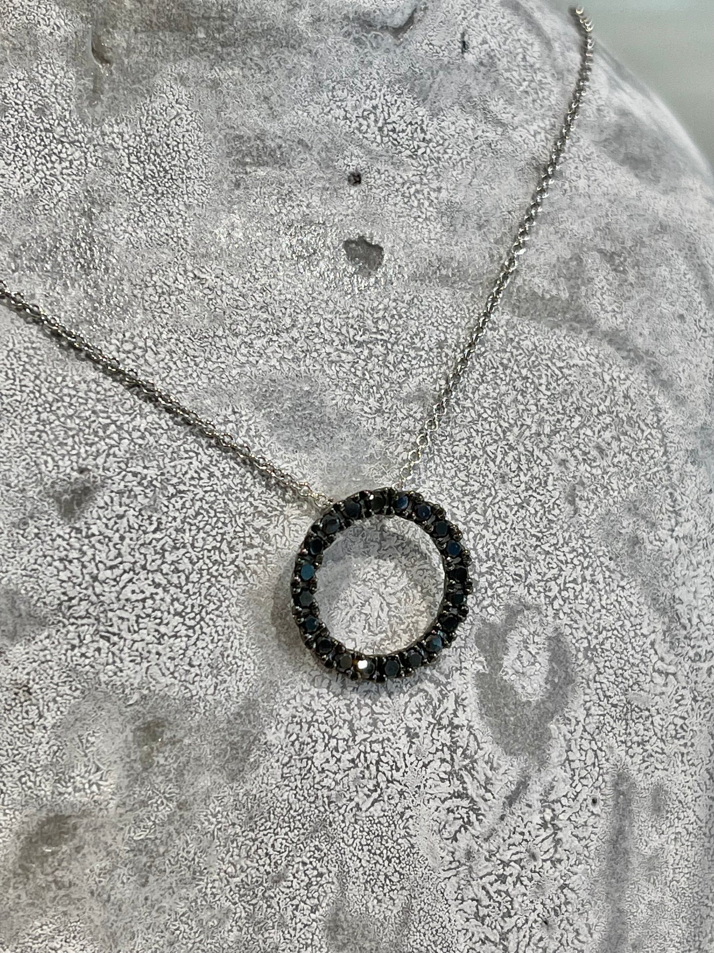 Black Diamond Circle Pendant with chain