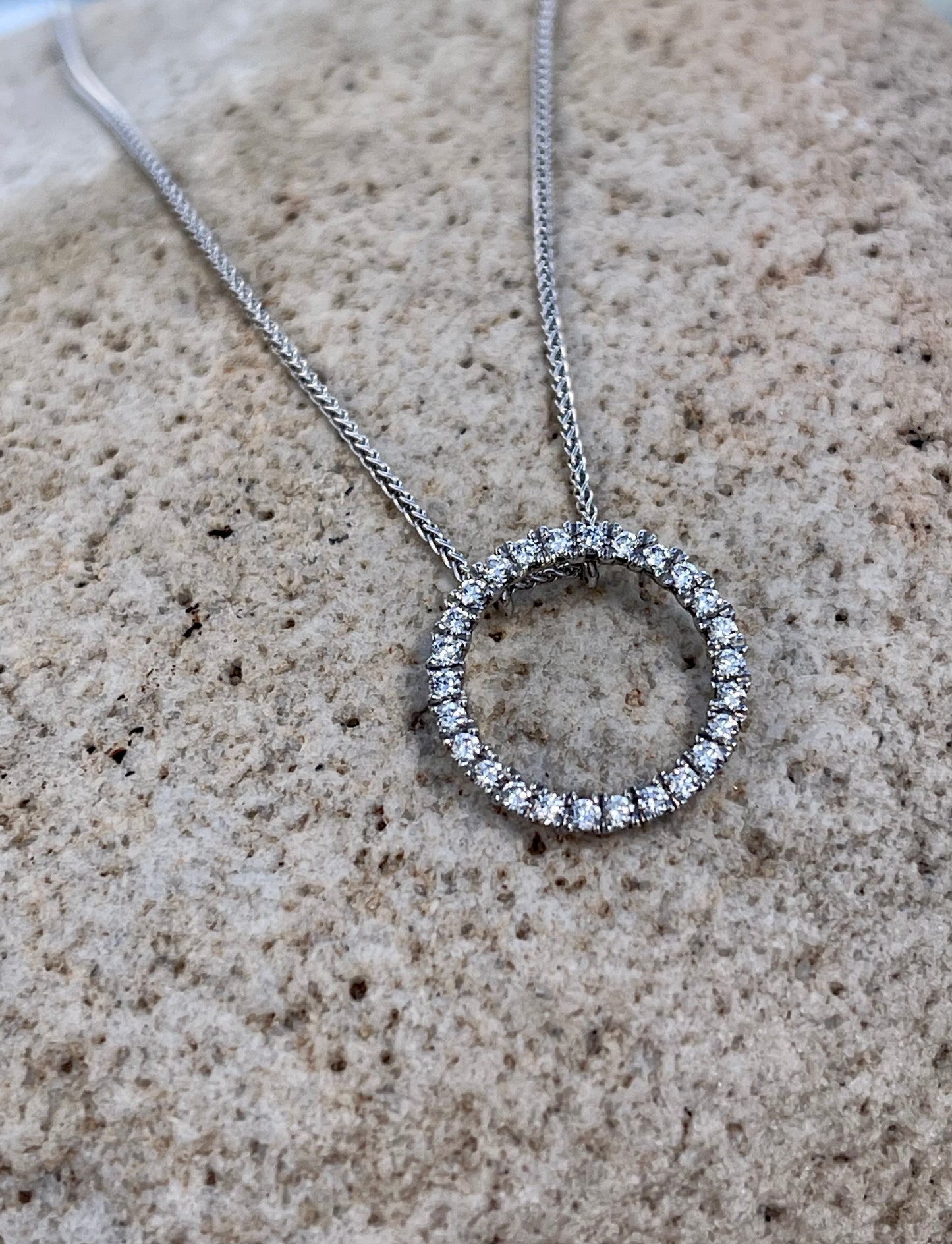 Diamond circle pendant and chain