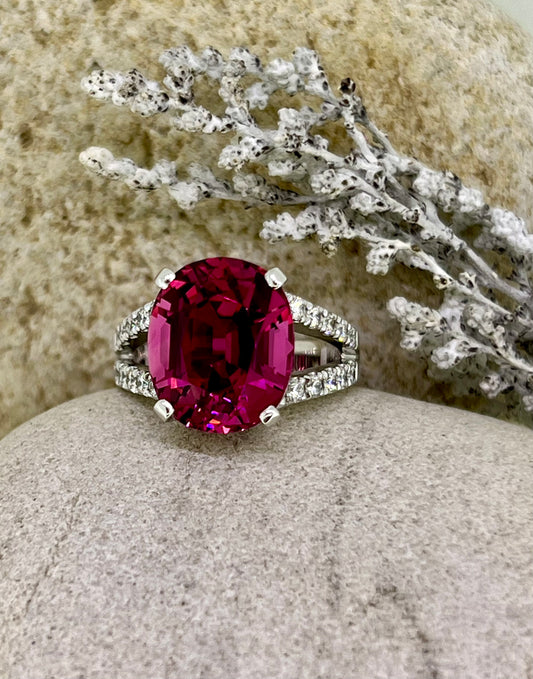 Pink Tourmaline split shank ring