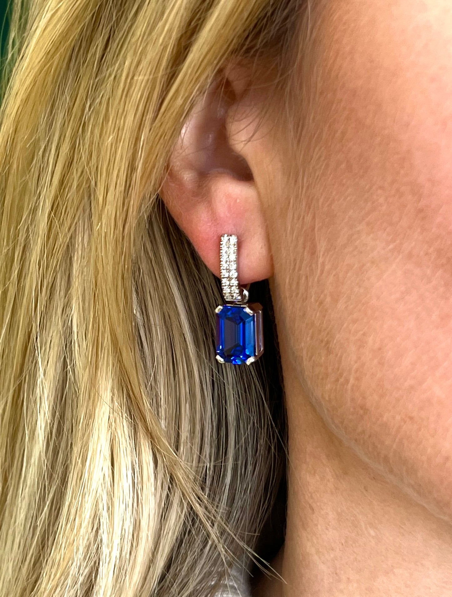 Tanzanite Emerald cut earrings