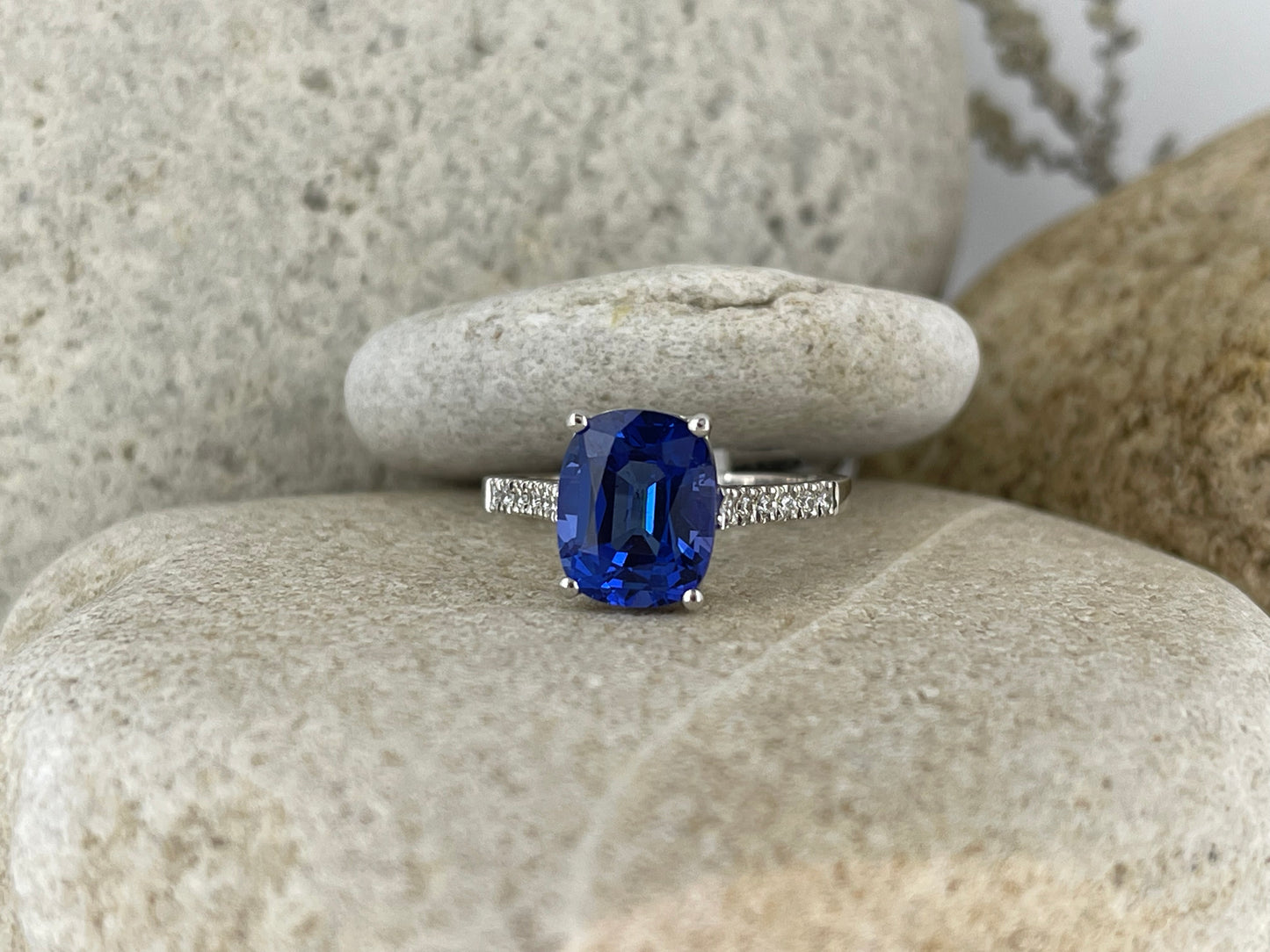 Tanzanite cushion cut ring