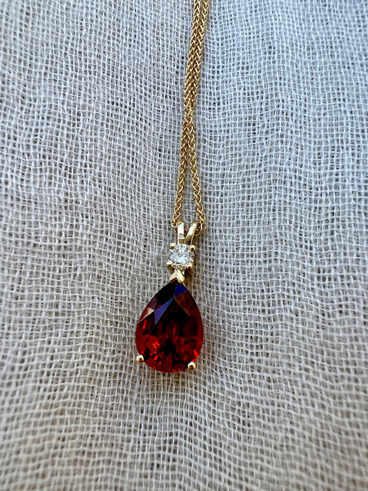 Spessartine Garnet pear pendant