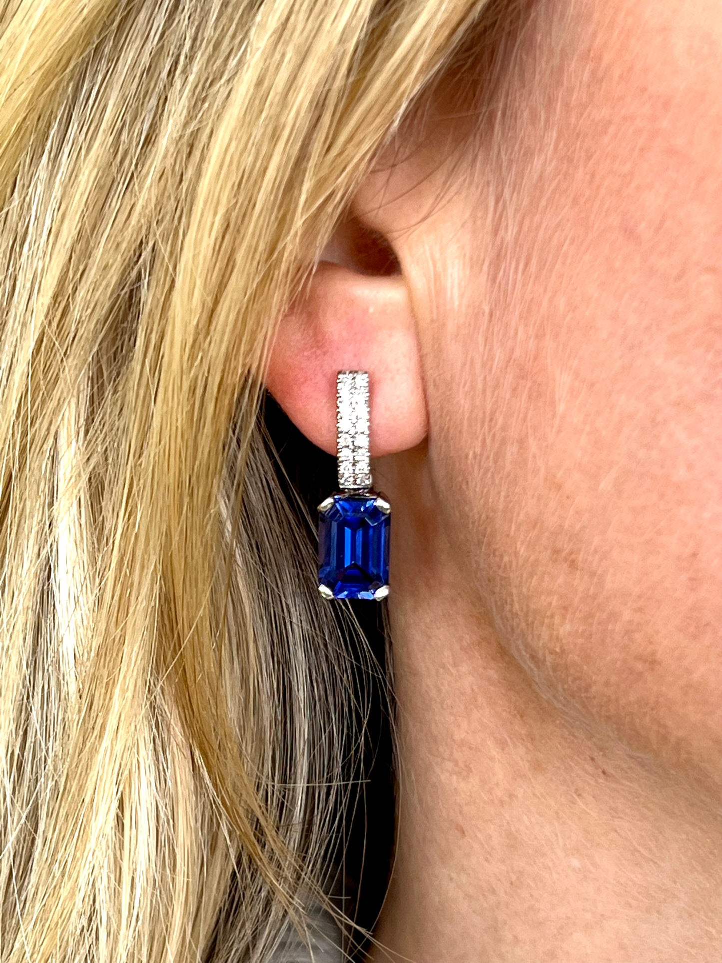 Tanzanite Emerald cut earrings