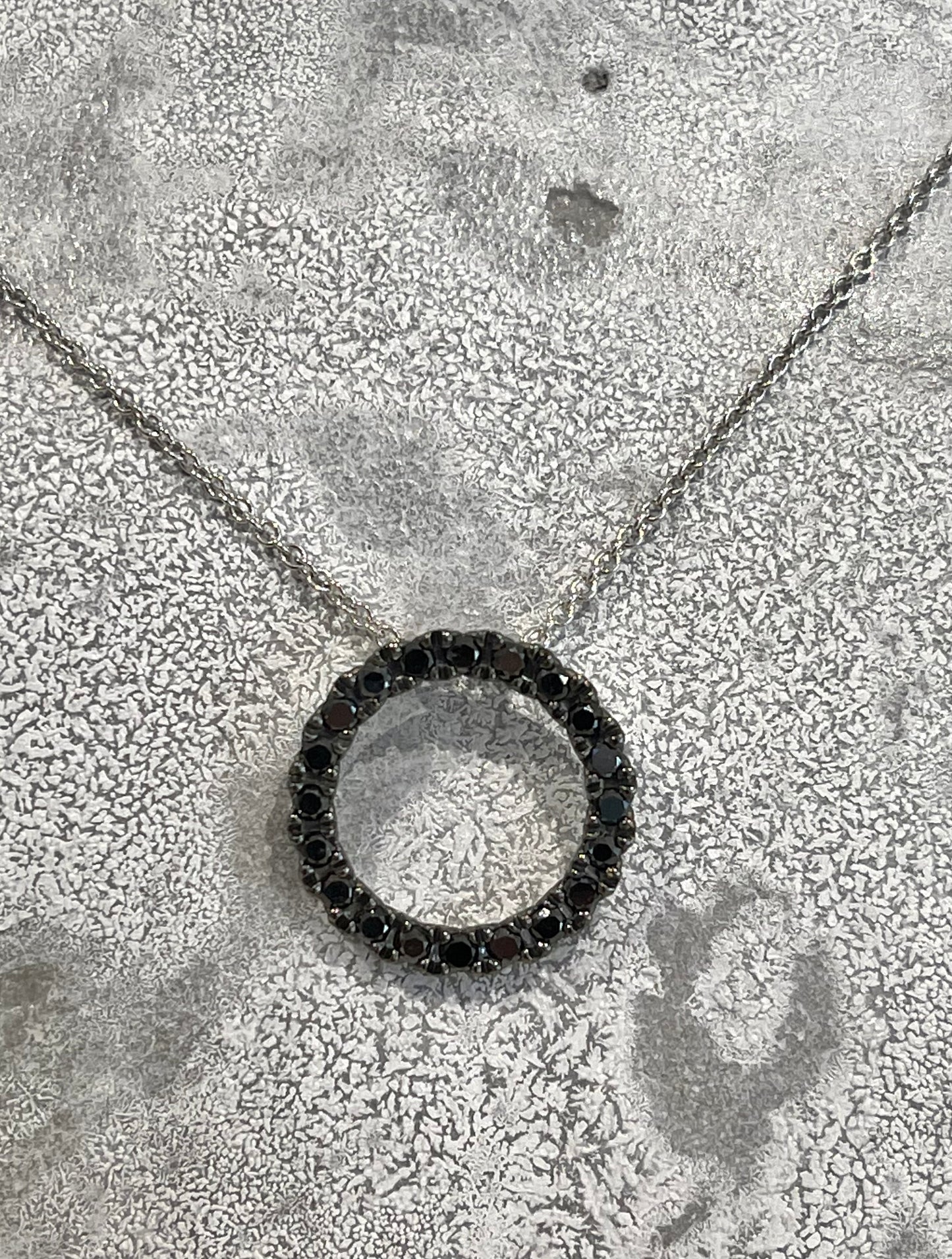 Black Diamond Circle Pendant with chain