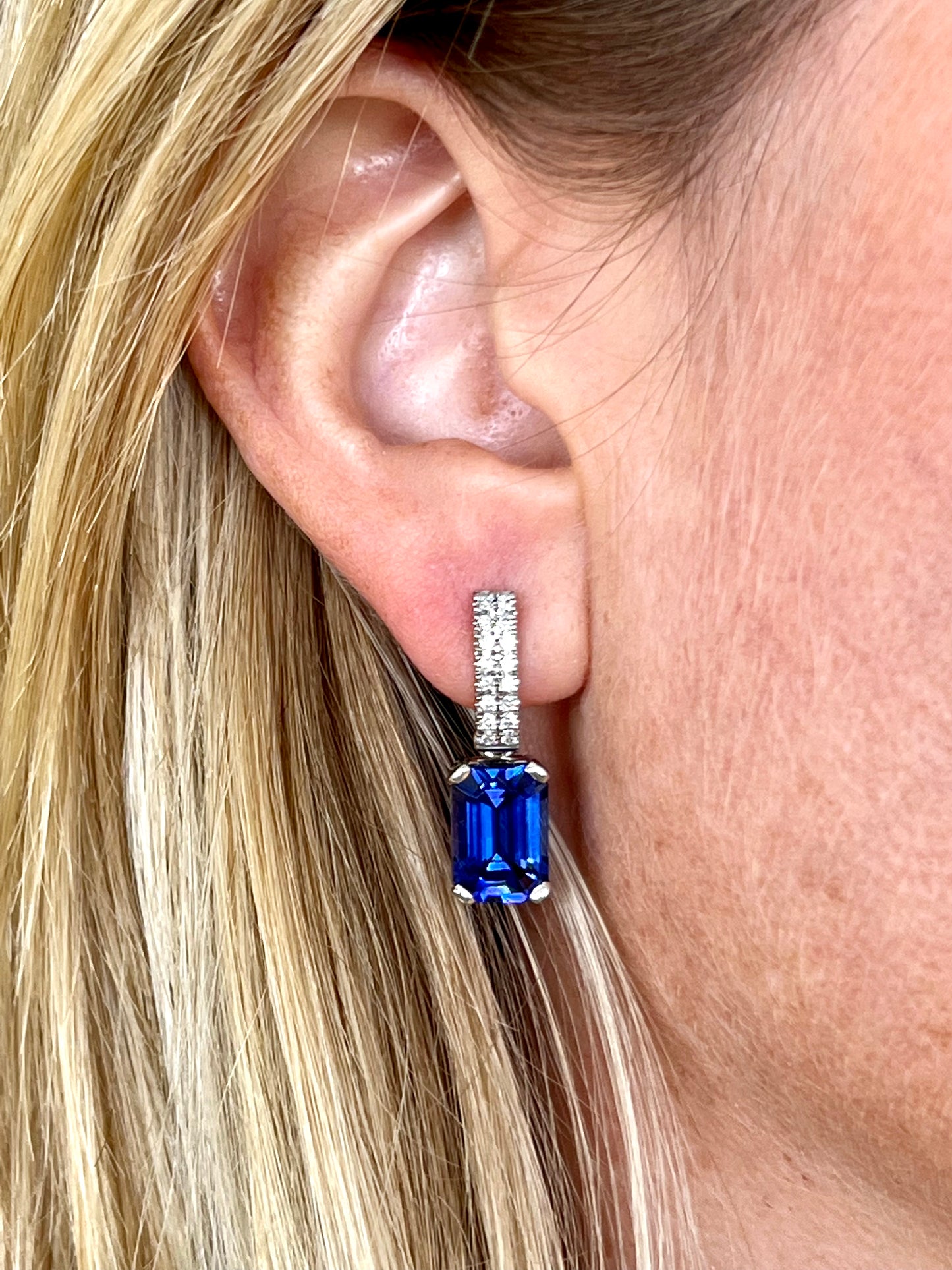 Tanzanite Emerald cut earrings