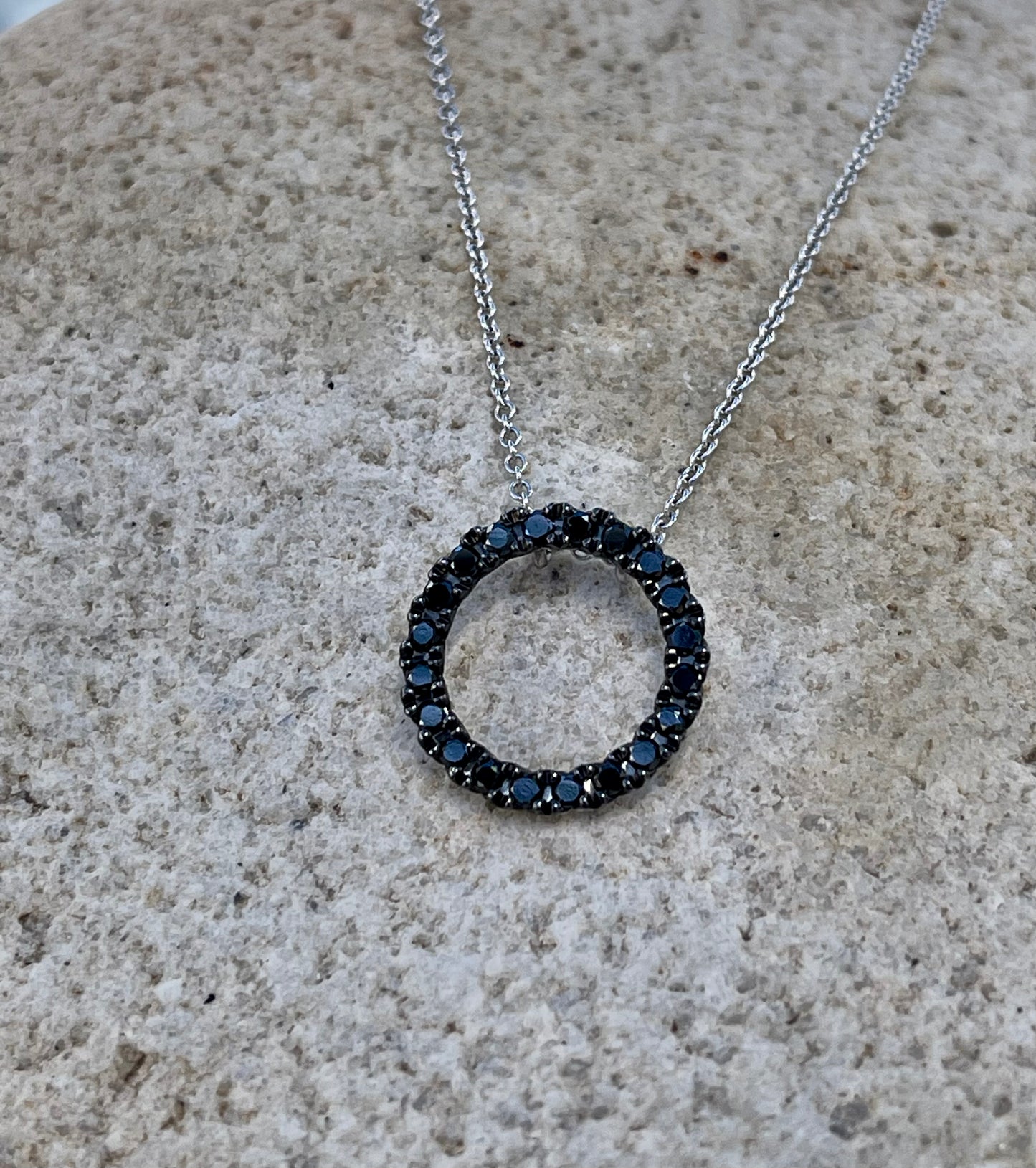 Black Diamond Circle Pendant with chain